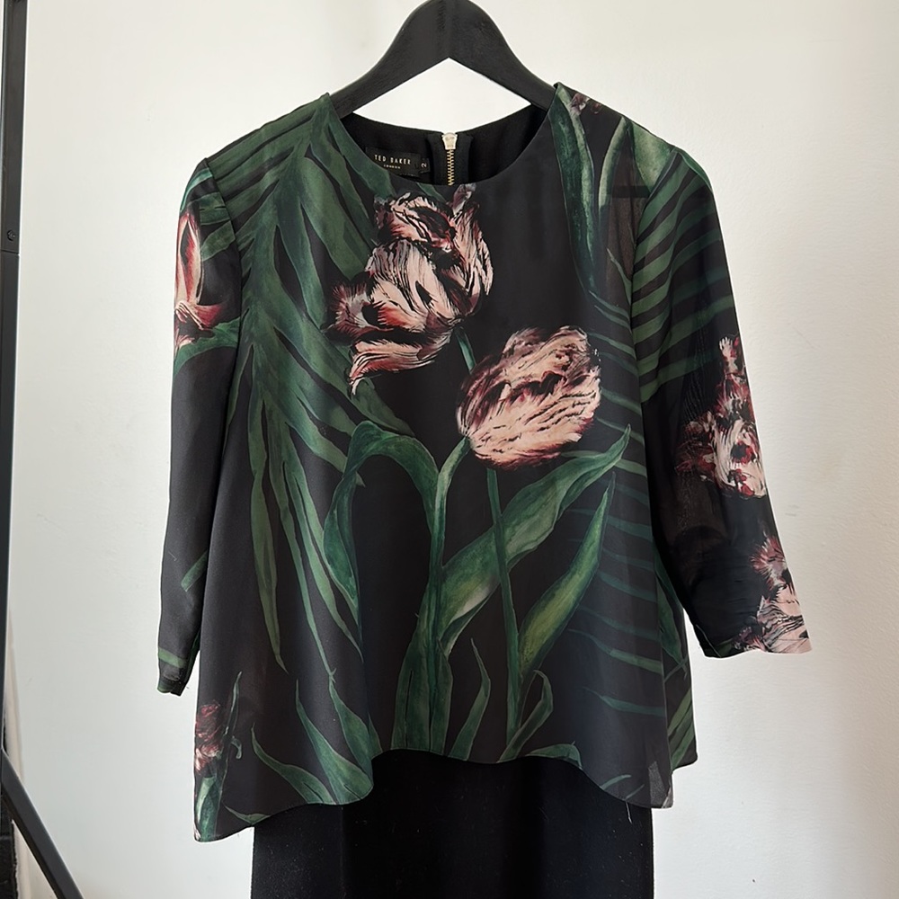Floral MIDI Dress, office wear, comfortable dress with zip back